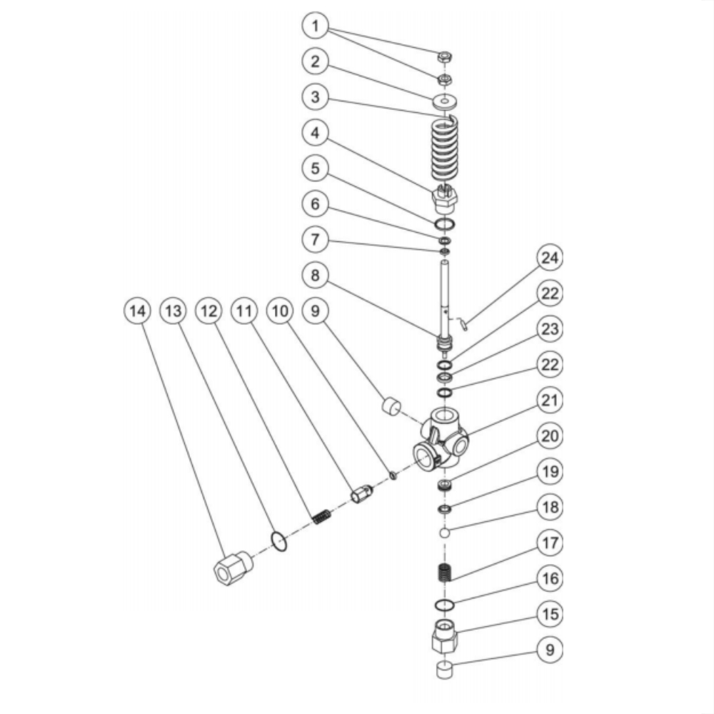 Unloader Diagram and Parts List for HDS-4005-2H6G  Mi-T-M Pressure Washer