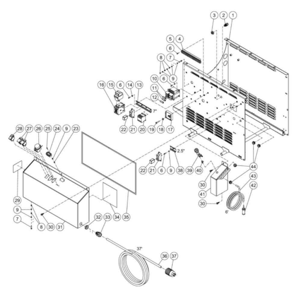 Electric Box Diagram and Parts List for HHS-3005-2E3G  Mi-T-M Pressure Washer