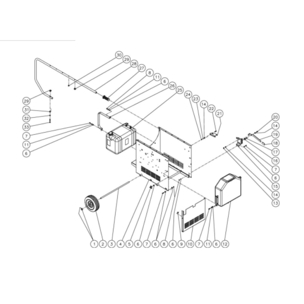 Chassis Diagram and Parts List for HHD-3004-0E3G  Mi-T-M Pressure Washer