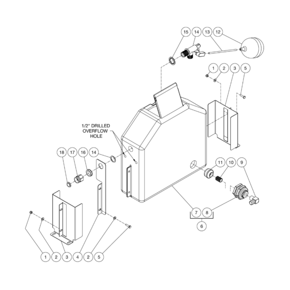 Float Tank Diagram and Parts List for HDS-3505-0V6G  Mi-T-M Pressure Washer