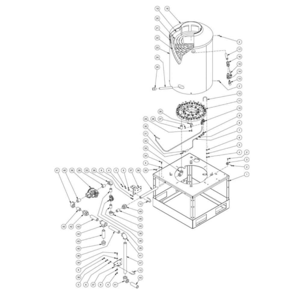 Burner Diagram and Parts List for HG-1805-3230  Mi-T-M Pressure Washer