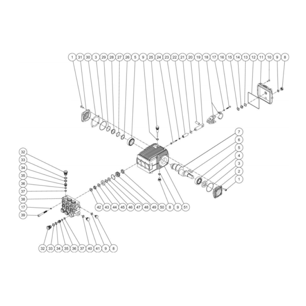 Pump Diagram and Parts List for HS-4004-0MAK  Mi-T-M Pressure Washer