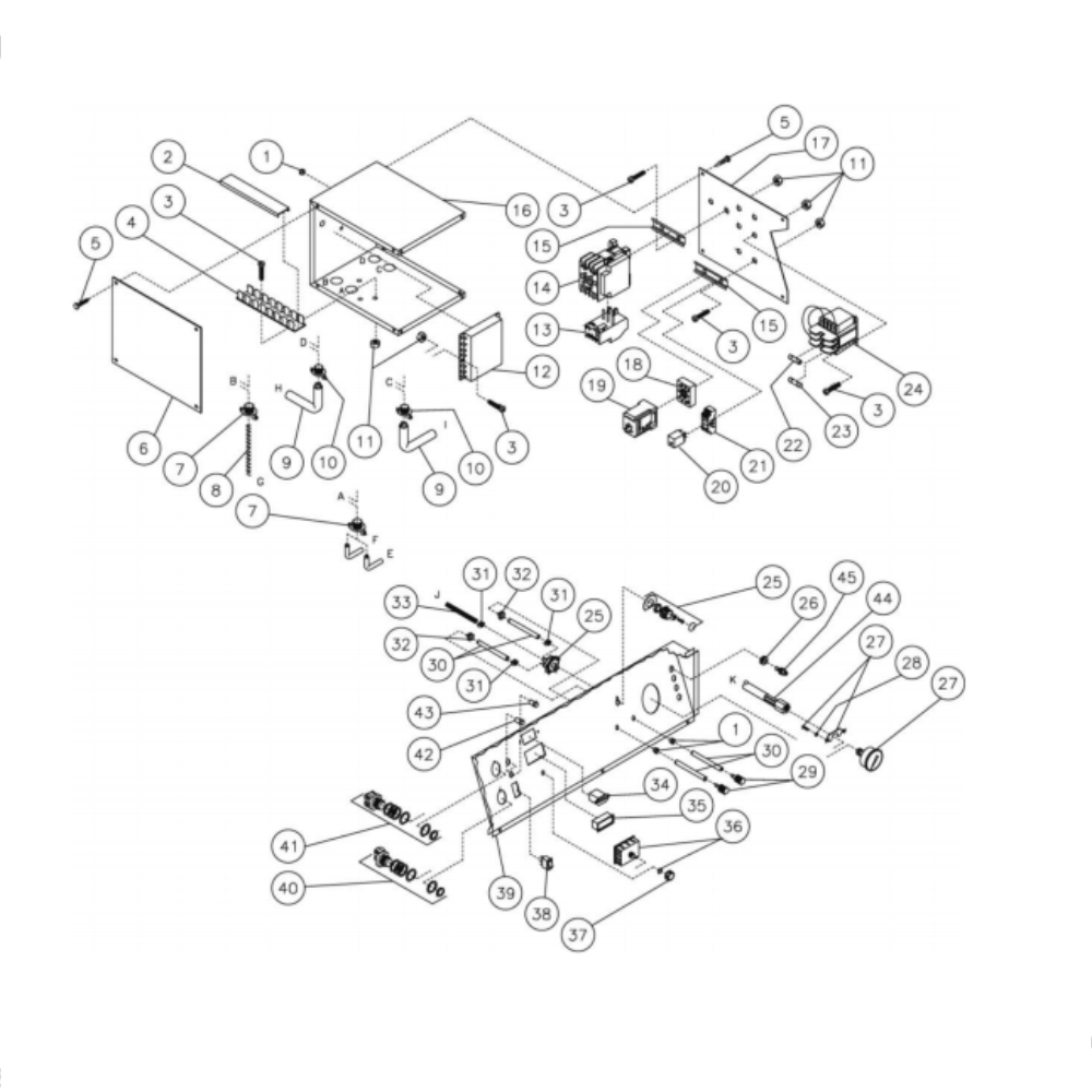 Control Panel Diagram and Parts List for HG-2004-0M30  Mi-T-M Pressure Washer