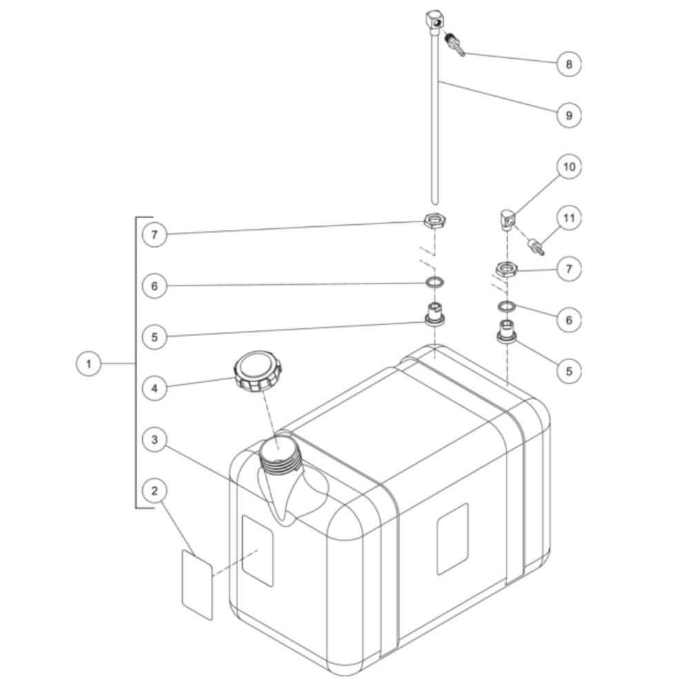 Diesel Fuel Tank Diagram and Parts List for HS-3006-0MDK  Mi-T-M Pressure Washer