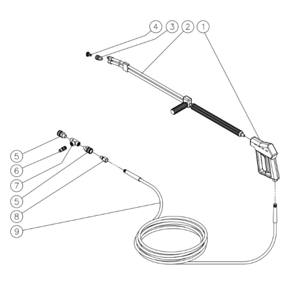Dual Gun Option Diagram and Parts List for HEG  Mi-T-M Pressure Washer