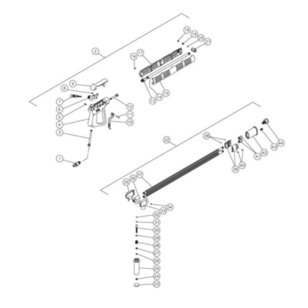 Dual Lance Diagram and Parts List for HHD-2004-0E8G  Mi-T-M Pressure Washer