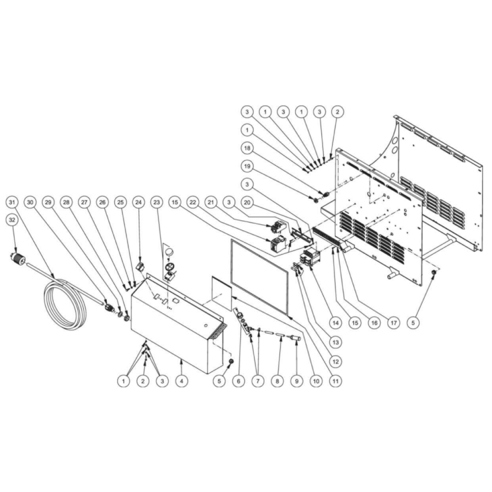 Electric Box Diagram and Parts List for HHS-3005-1E9A  Mi-T-M Pressure Washer