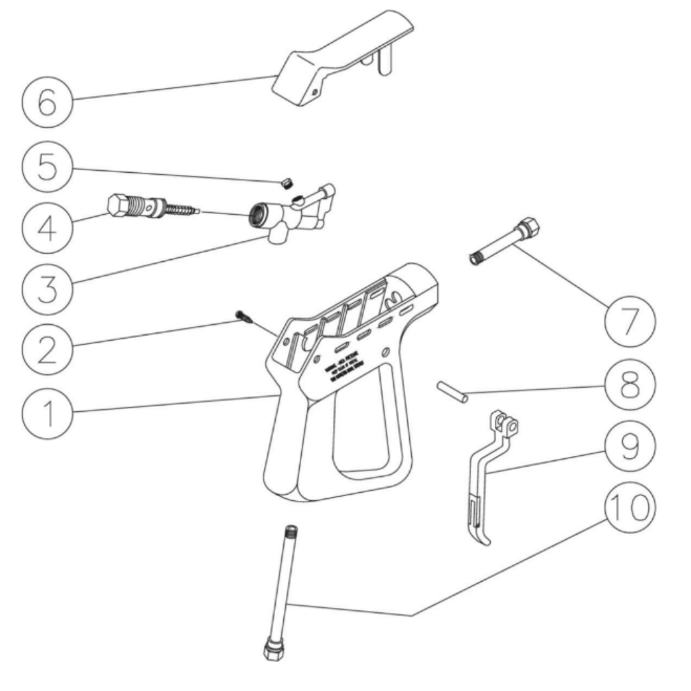 Gun Diagram and Parts List for HHS-3004-0E3A  Mi-T-M Pressure Washer
