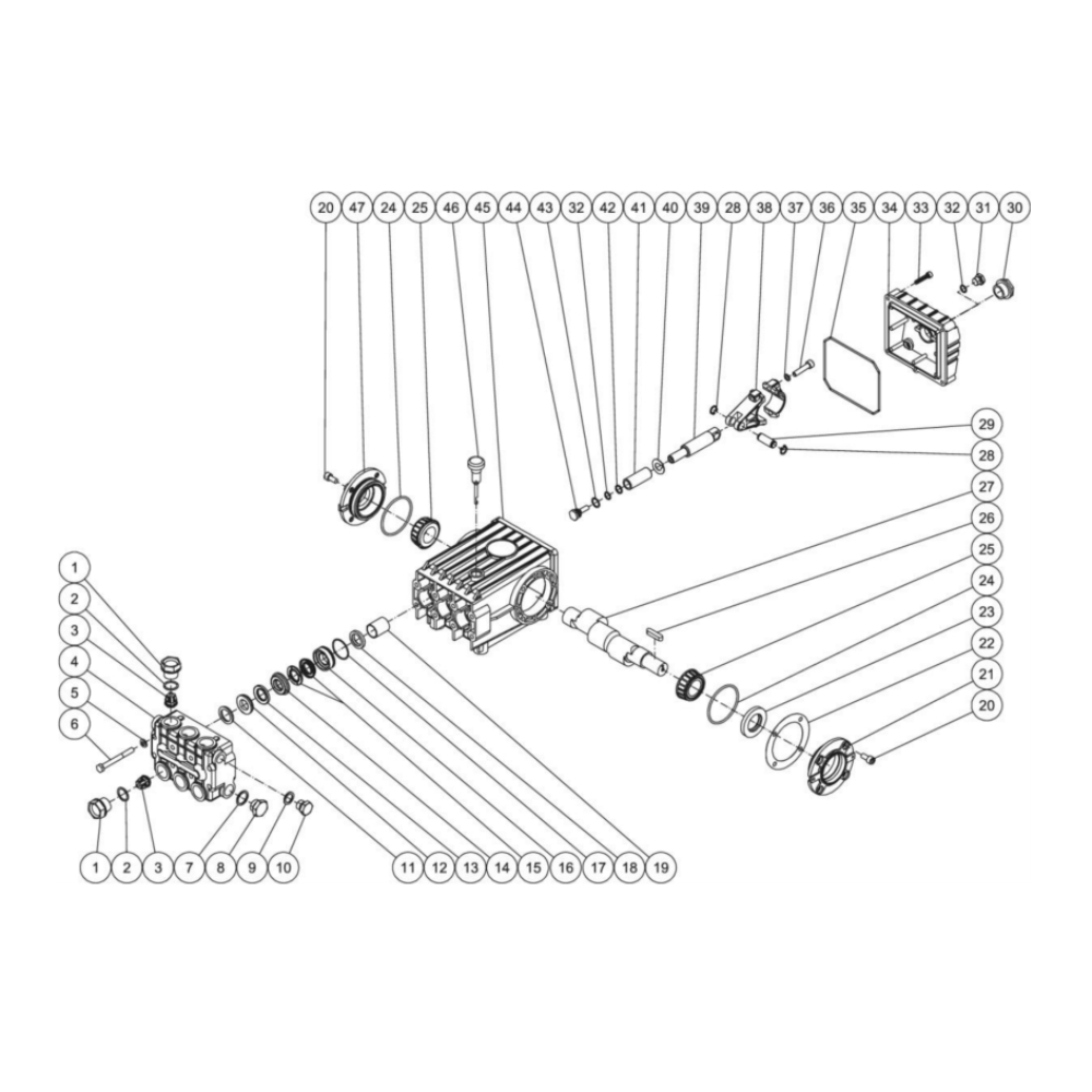 Pump Diagram and Parts List for HDC-3505-0K6G  Mi-T-M Pressure Washer