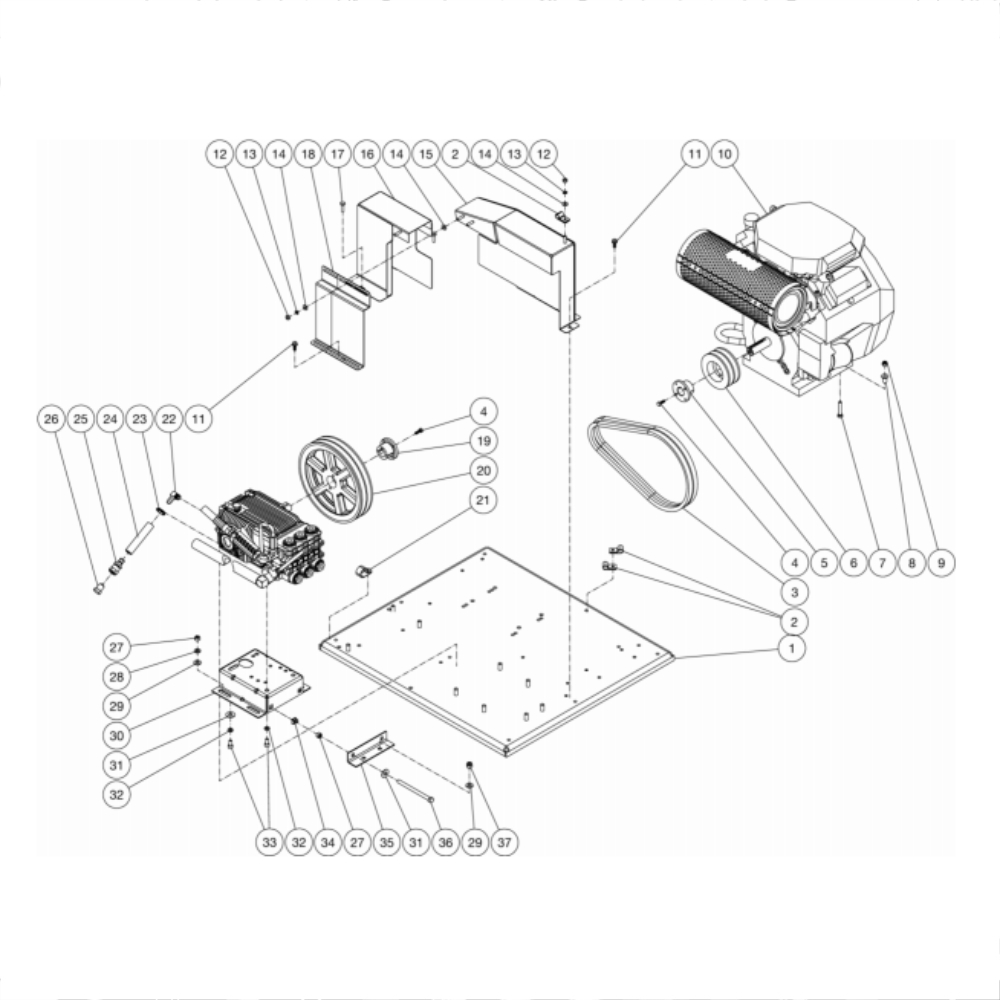 Isolation Plate Diagram and Parts List for HDC-4004-1H6A  Mi-T-M Pressure Washer