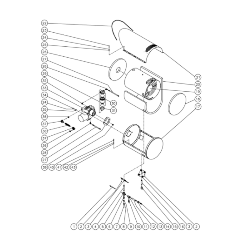 Heat Exchanger Diagram and Parts List for HHD-3004-0E8G  Mi-T-M Pressure Washer