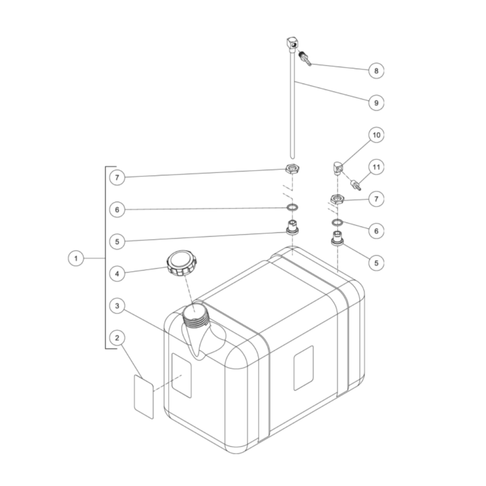 Diesel Fuel Tank Diagram and Parts List for HDS-3505-1H6G  Mi-T-M Pressure Washer