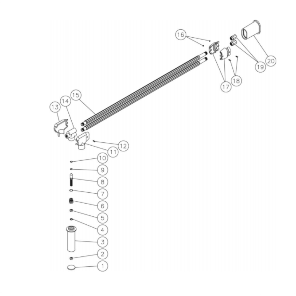 Angled Lance Diagram and Parts List for HG-3004-3460  Mi-T-M Pressure Washer