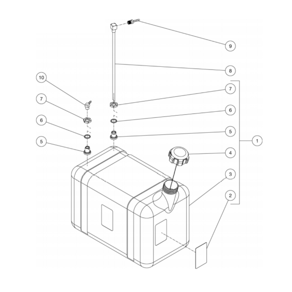 Gas Tank Diagram and Parts List for HS-4004-0MAH  Mi-T-M Pressure Washer
