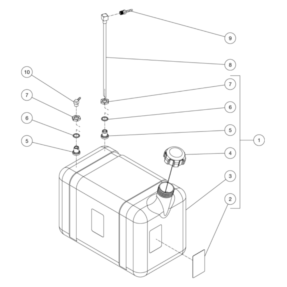 Gas Tank Diagram and Parts List for HDS-3506-1H6G  Mi-T-M Pressure Washer