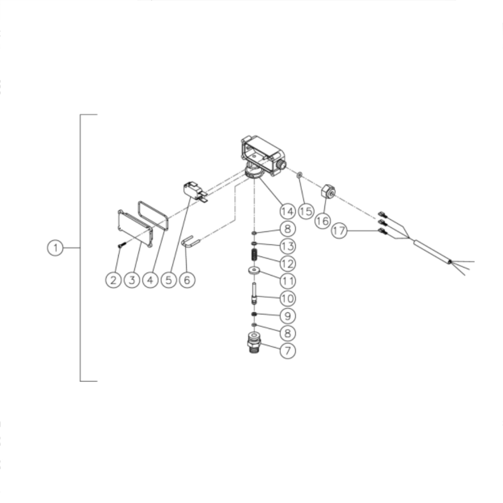 Pressure Switch Diagram and Parts List for HS-3505-1MGH  Mi-T-M Pressure Washer
