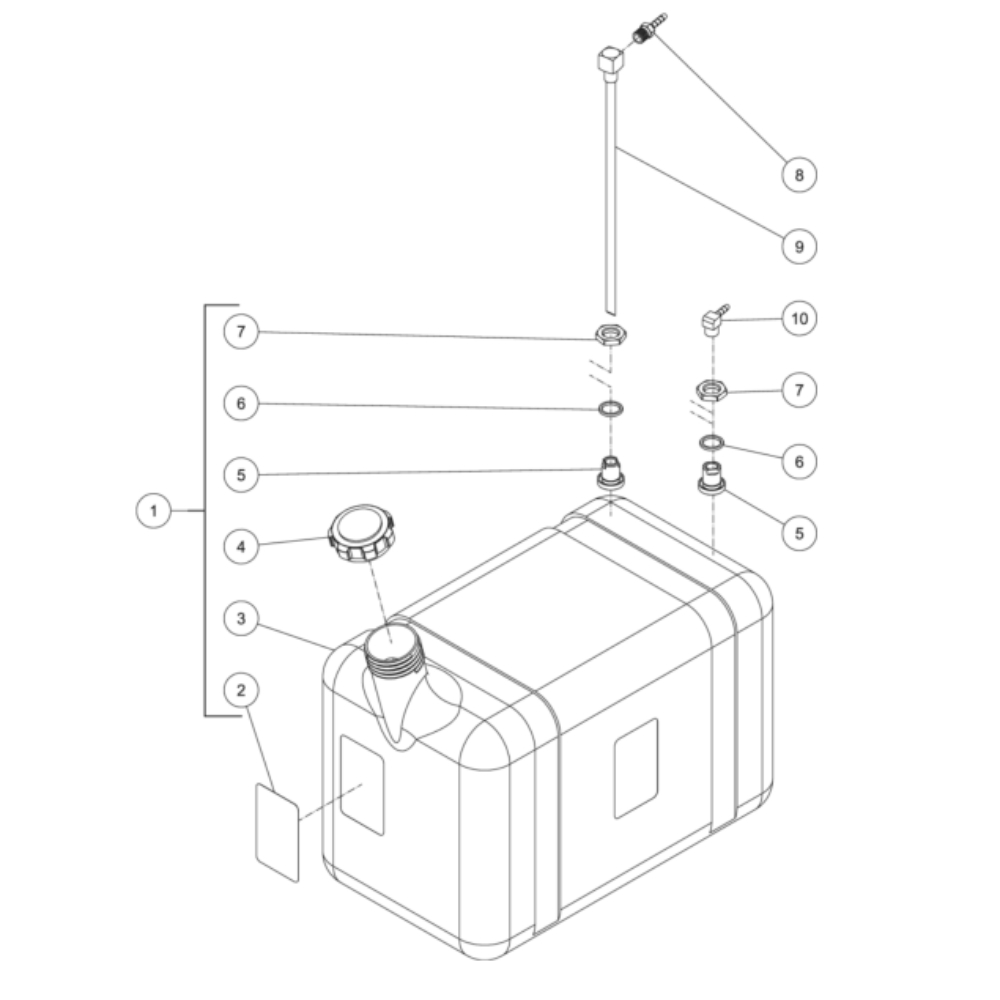 Burner Fuel Tank Diagram and Parts List for HS-3005-0MGV  Mi-T-M Pressure Washer