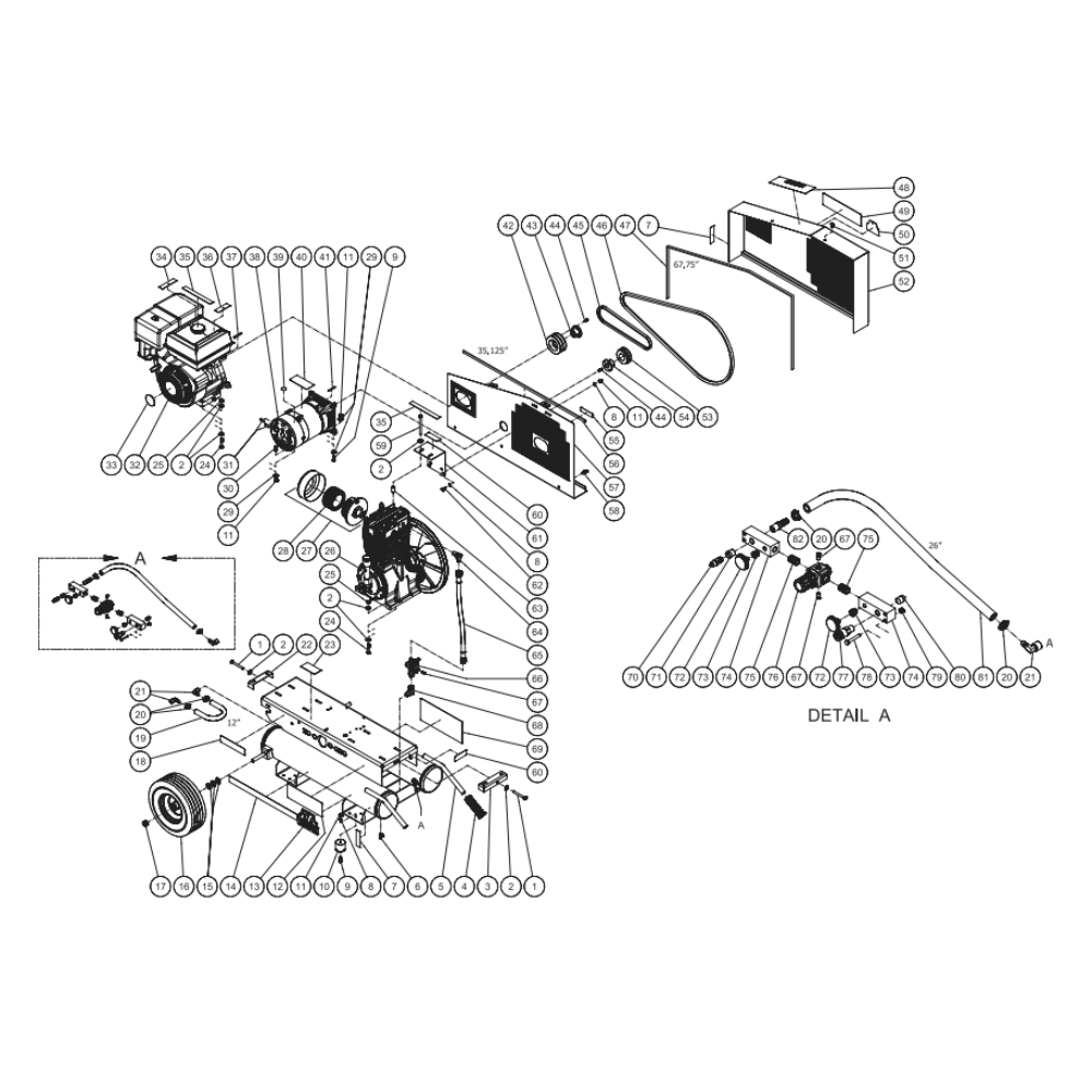 Tank Diagram and Parts List for AG2-PK14-08M1  Mi-T-M Compressor