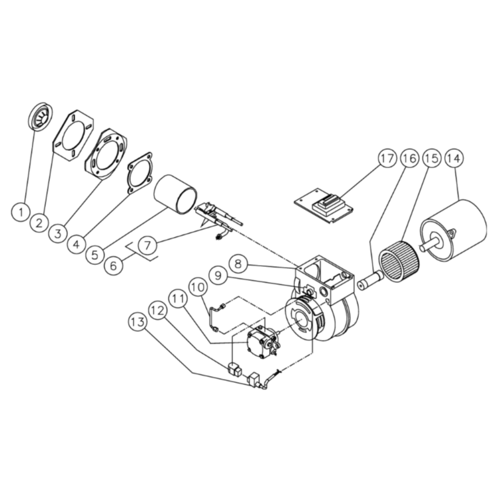 Burner Diagram and Parts List for HHS-3004-1E9G  Mi-T-M Pressure Washer