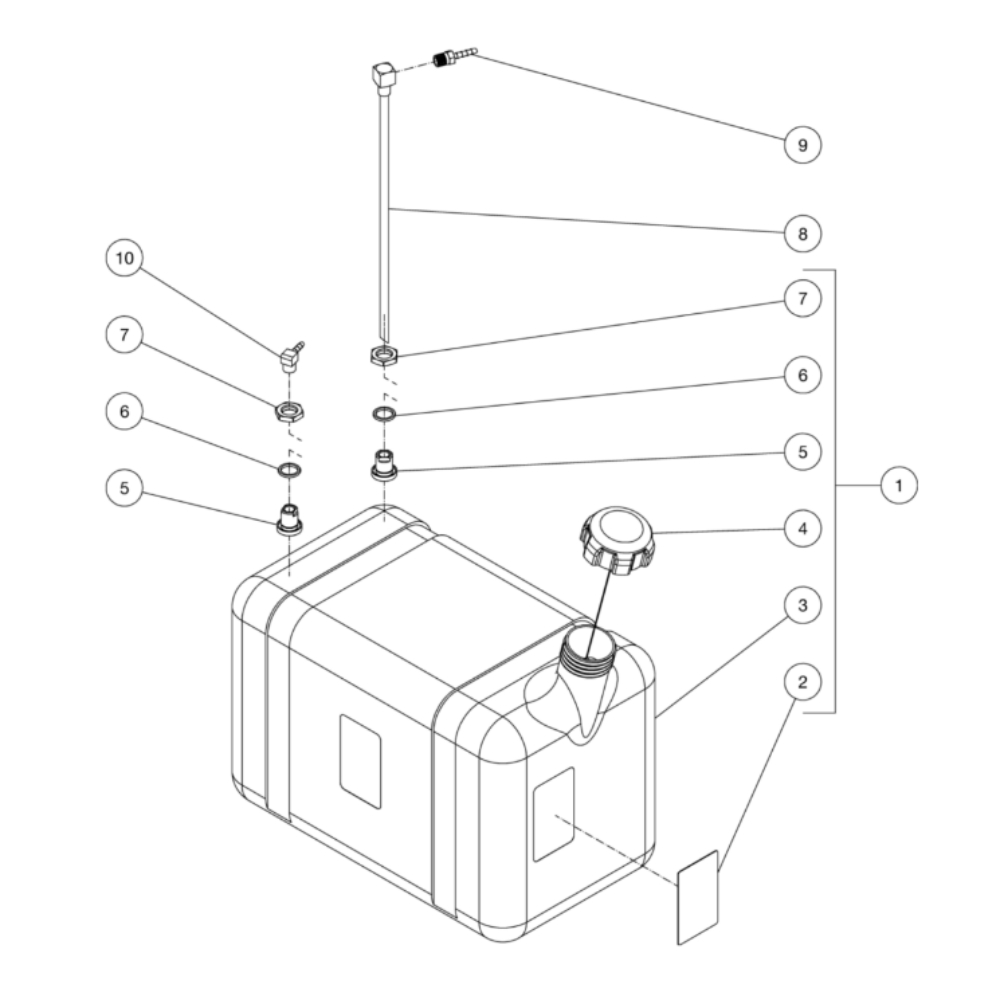 Gas Tank Diagram and Parts List for HDS-3506-0H6G  Mi-T-M Pressure Washer