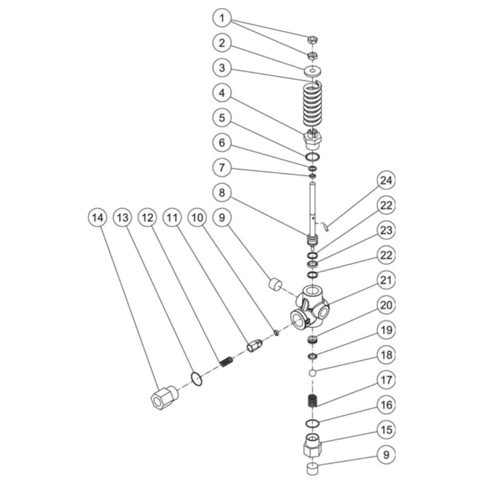 Unloader Diagram and Parts List for HVS-4004-0H6A  Mi-T-M Pressure Washer