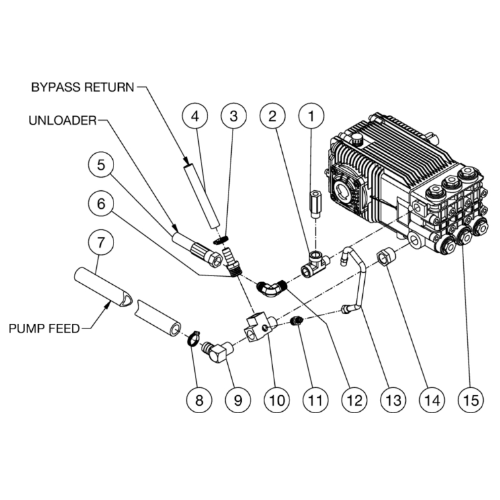 Pump Plumbing Diagram and Parts List for HS-4005-0MDK  Mi-T-M Pressure Washer