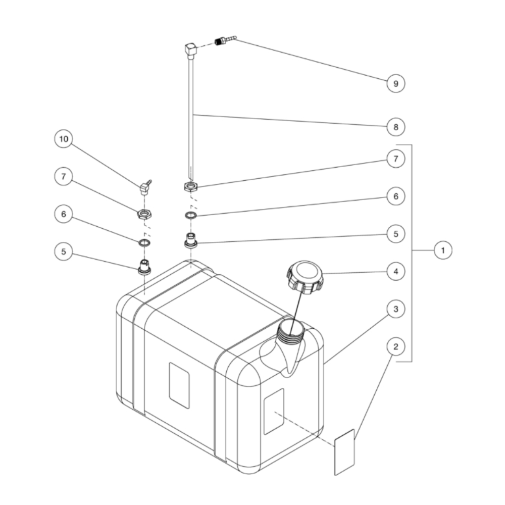 Gas Tank Diagram and Parts List for HDS-3505-0V6G  Mi-T-M Pressure Washer