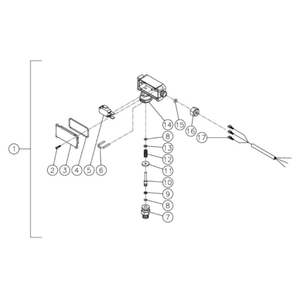 Pressure Switch Diagram and Parts List for HHS-2004-1E2A  Mi-T-M Pressure Washer