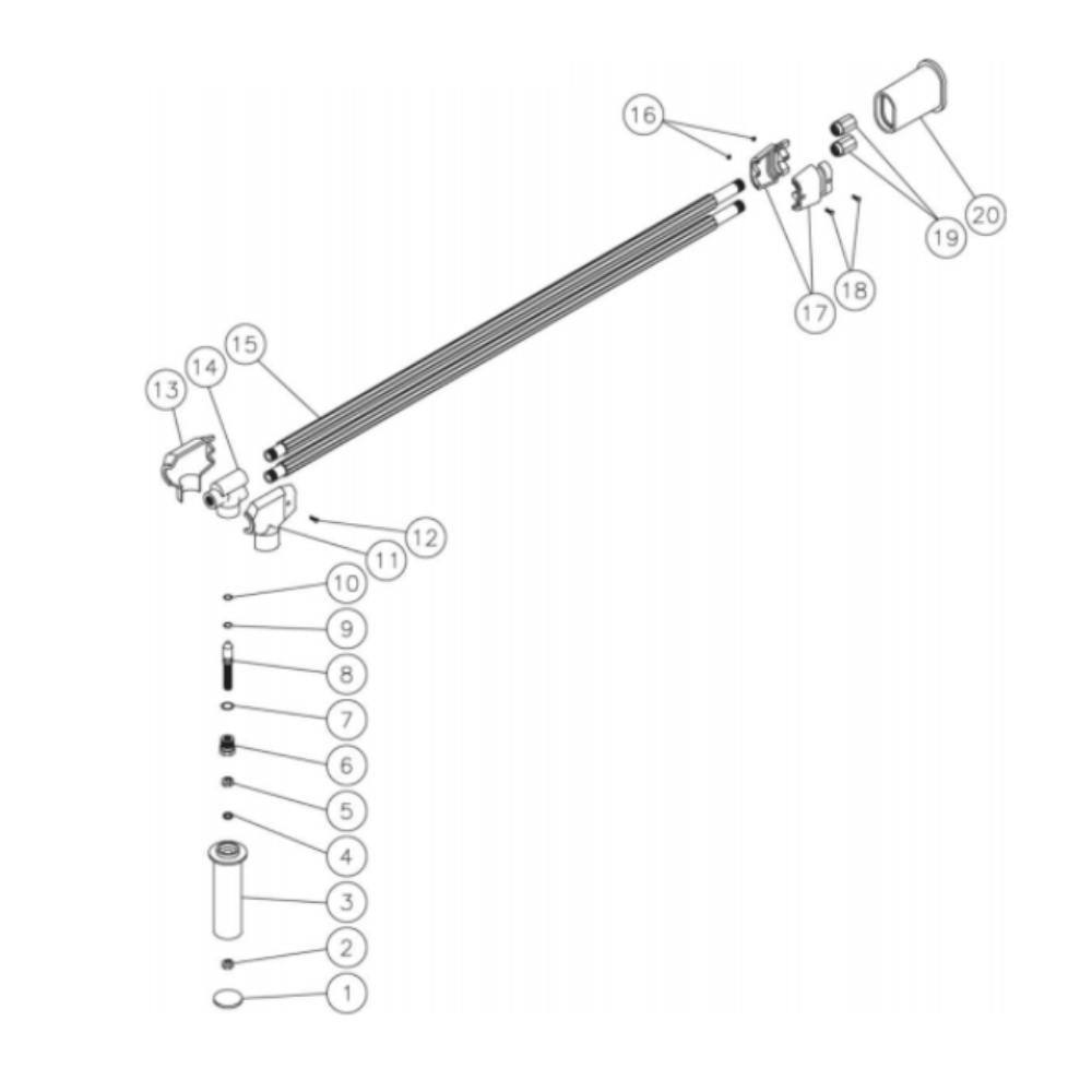 Angled Dual Lance Diagram and Parts List for HG-1805-3208  Mi-T-M Pressure Washer