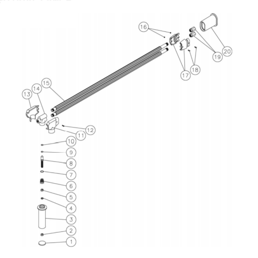 Angled Dul Lance Diagram and Parts List for HS-3504-0MGK  Mi-T-M Pressure Washer
