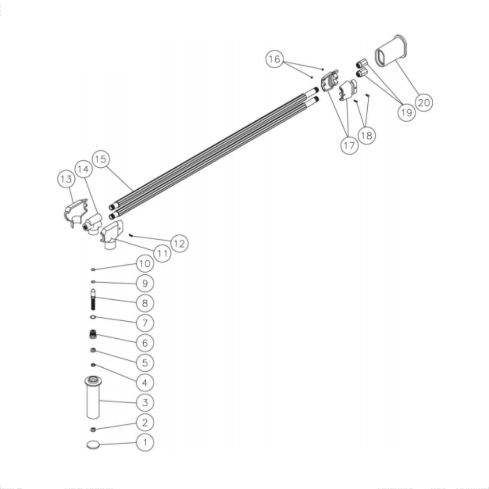 Angled Lance Diagram and Parts List for HG-3004-3230  Mi-T-M Pressure Washer
