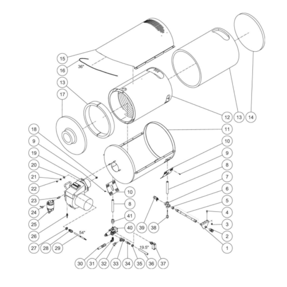 Heat Exchanger Diagram and Parts List for HDS-3505-0V6G  Mi-T-M Pressure Washer
