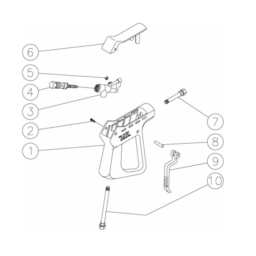 Gun Diagram and Parts List for HS-4004-0MAH  Mi-T-M Pressure Washer