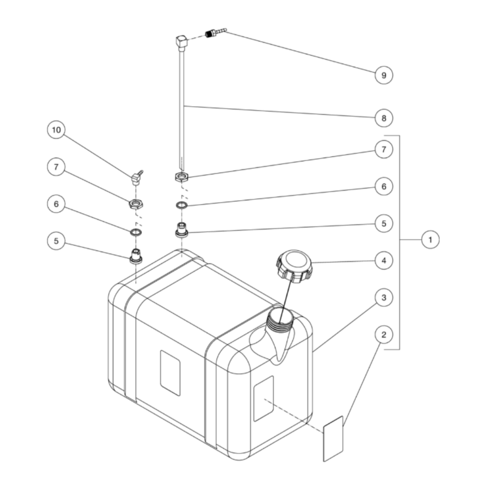 Gas Tank Diagram and Parts List for HDS-3505-1H6G  Mi-T-M Pressure Washer