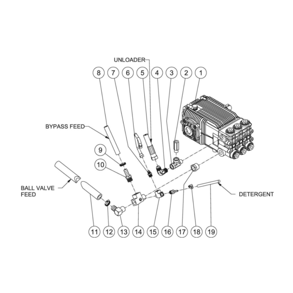 Pump Plumbing Diagram and Parts List for HDS-4005-0H6A  Mi-T-M Pressure Washer