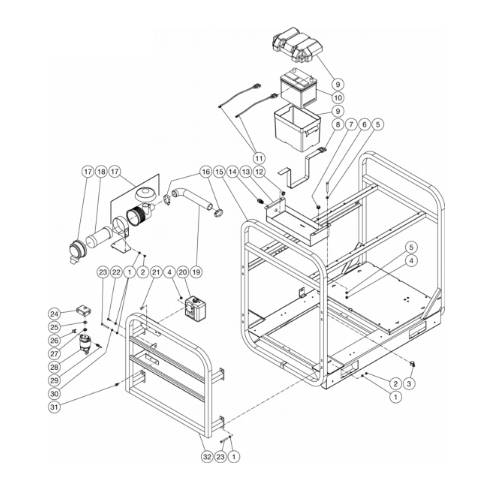 Frame Diagram and Parts List for HS-3505-0MDK  Mi-T-M Pressure Washer