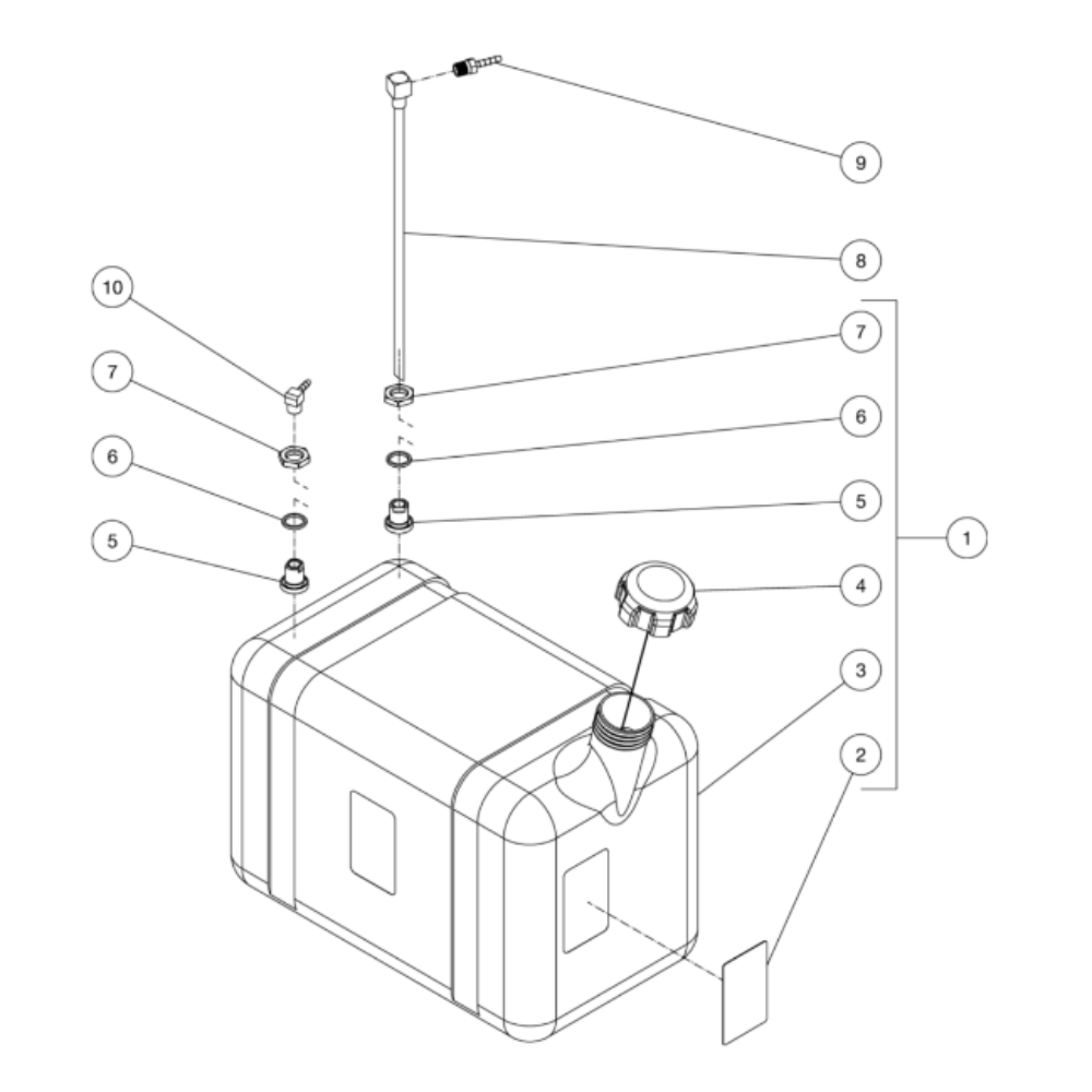 Gas Tank Diagram and Parts List for HDS-3505-0V6A  Mi-T-M Pressure Washer