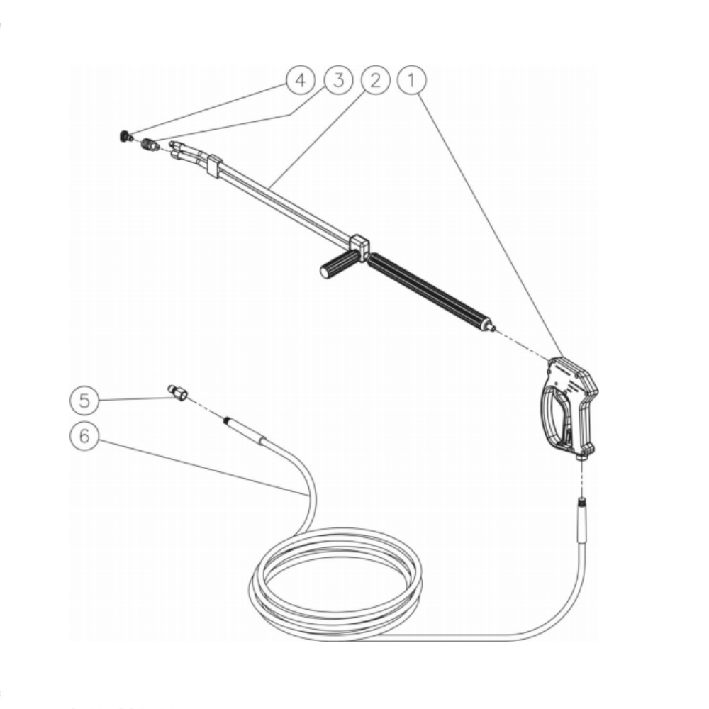 Gun/Wand/Hose Diagram and Parts List for HG-3004-3460  Mi-T-M Pressure Washer