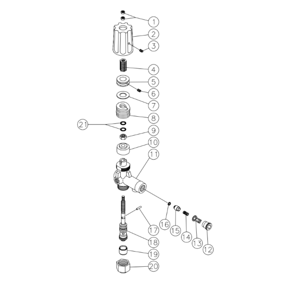 Unloader (850-0252) Diagram and Parts List for HEG  Mi-T-M Pressure Washer