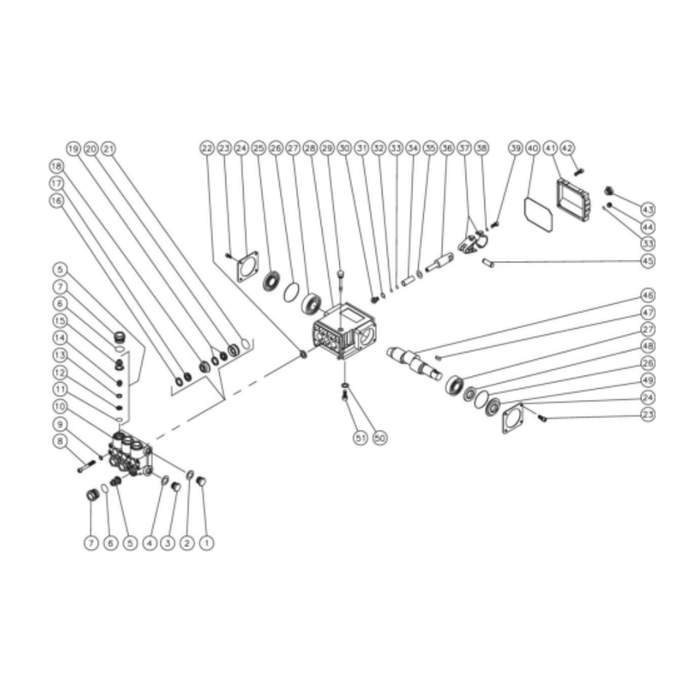 Pump Diagram and Parts List for HHS-1003-2E1G  Mi-T-M Pressure Washer