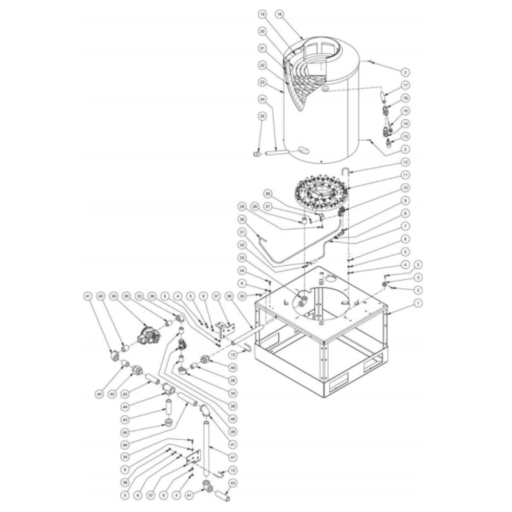 Burner Diagram and Parts List for HG-1805-1208  Mi-T-M Pressure Washer