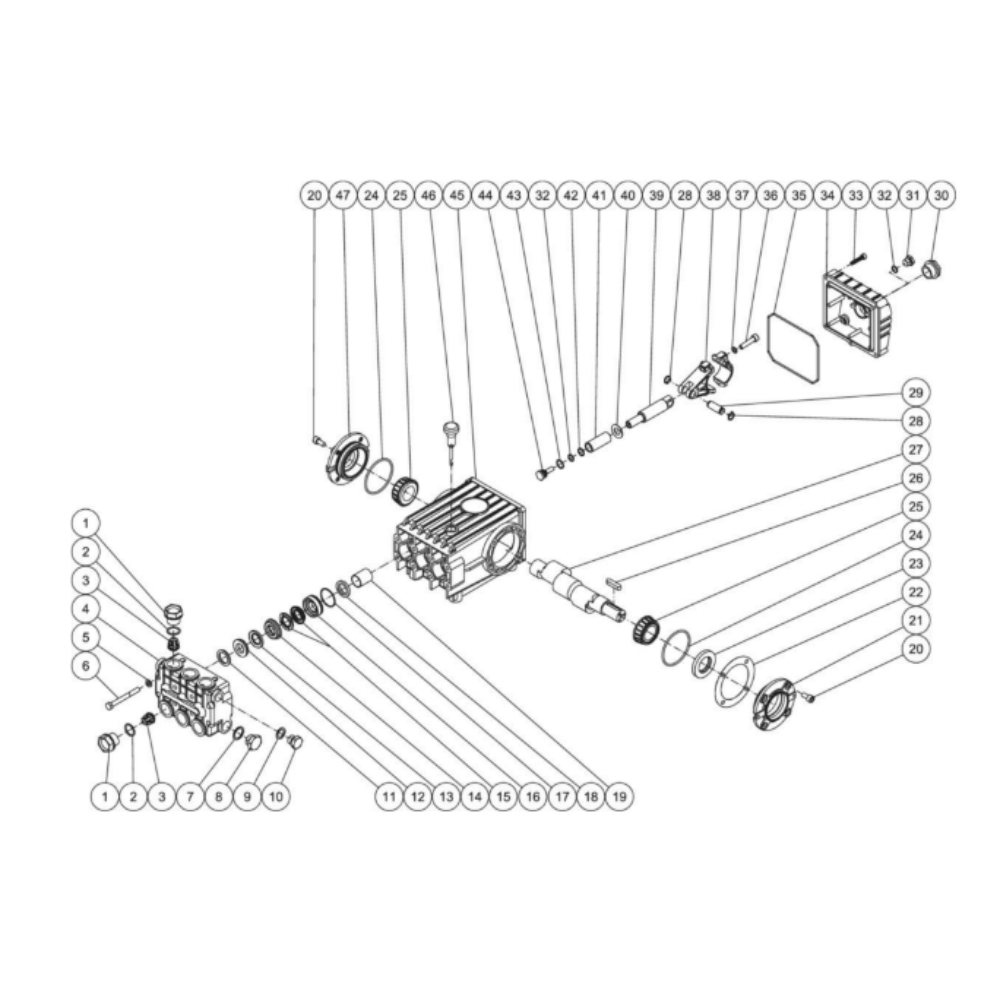 Pump Diagram and Parts List for HDS-3505-0K6G  Mi-T-M Pressure Washer
