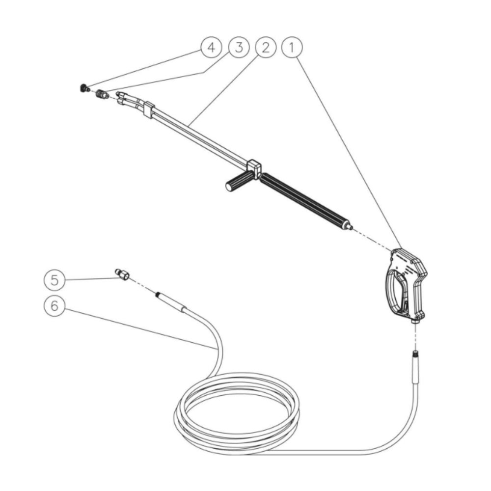 Gun/Wand/Hose Diagram and Parts List for HG-1805-1208  Mi-T-M Pressure Washer