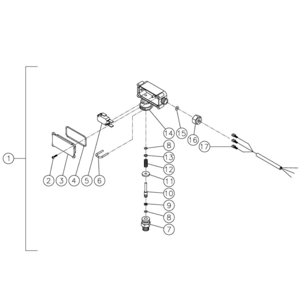 Pressure Switch Diagram and Parts List for HHS-3005-1E9A  Mi-T-M Pressure Washer