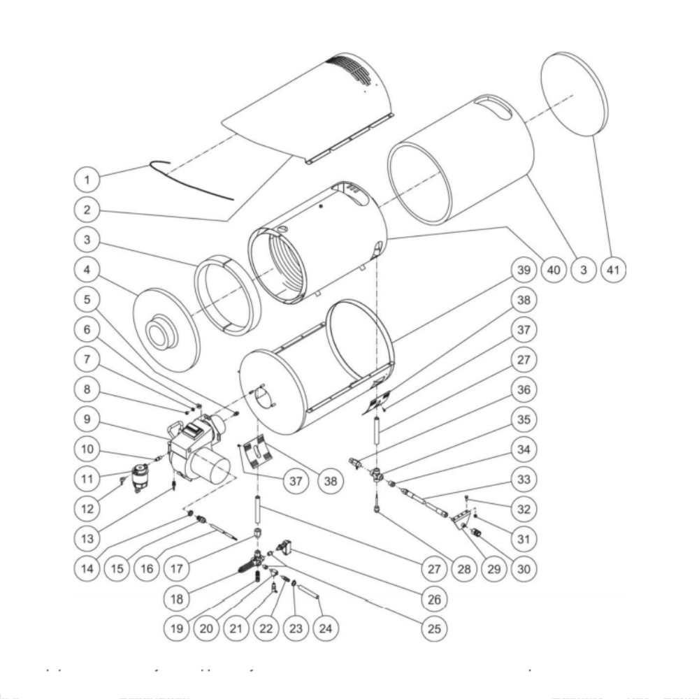 Heat Exchanger Diagram and Parts List for HDS-4005-0B7G  Mi-T-M Pressure Washer