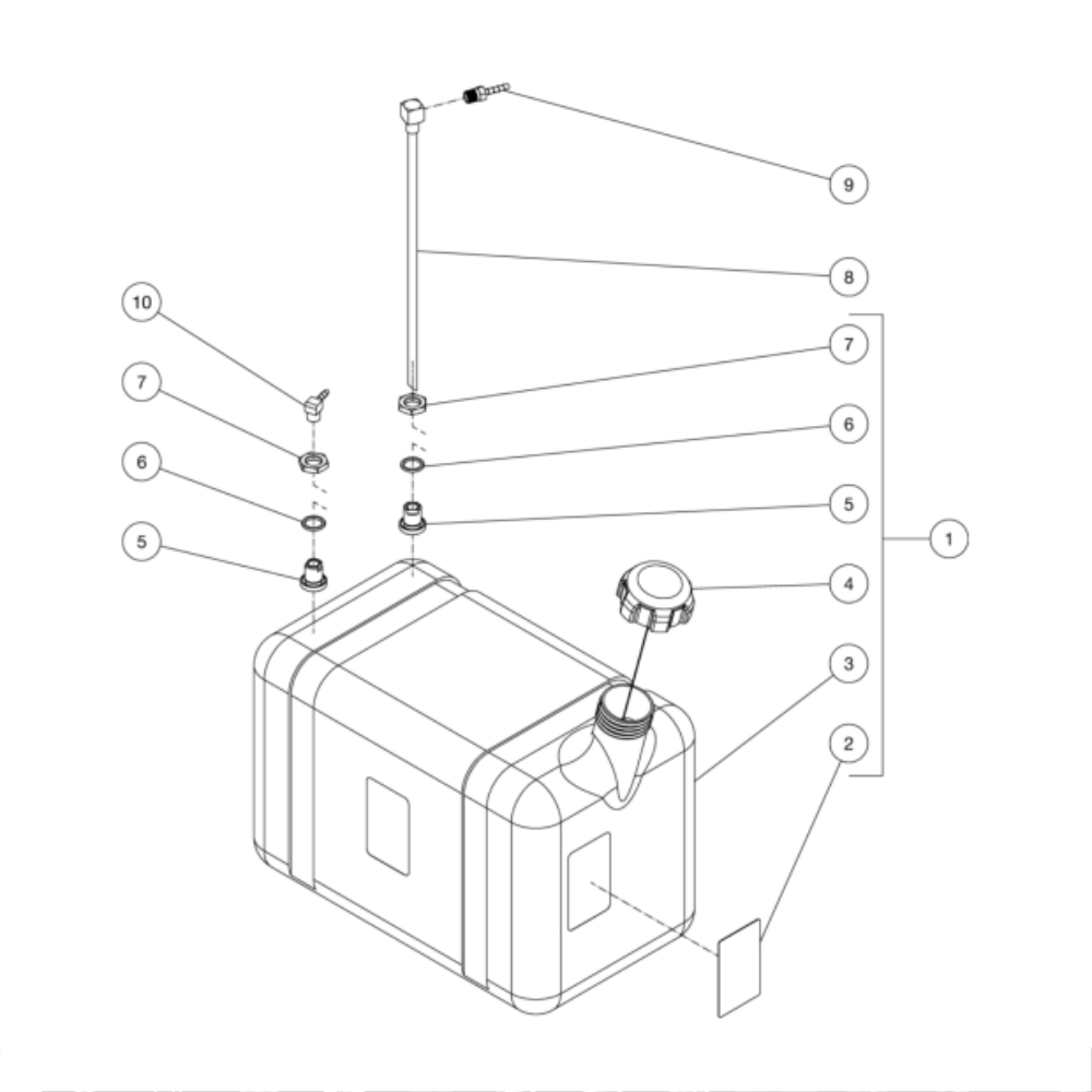 Gas Tank Diagram and Parts List for HS-3008-0MGH  Mi-T-M Pressure Washer