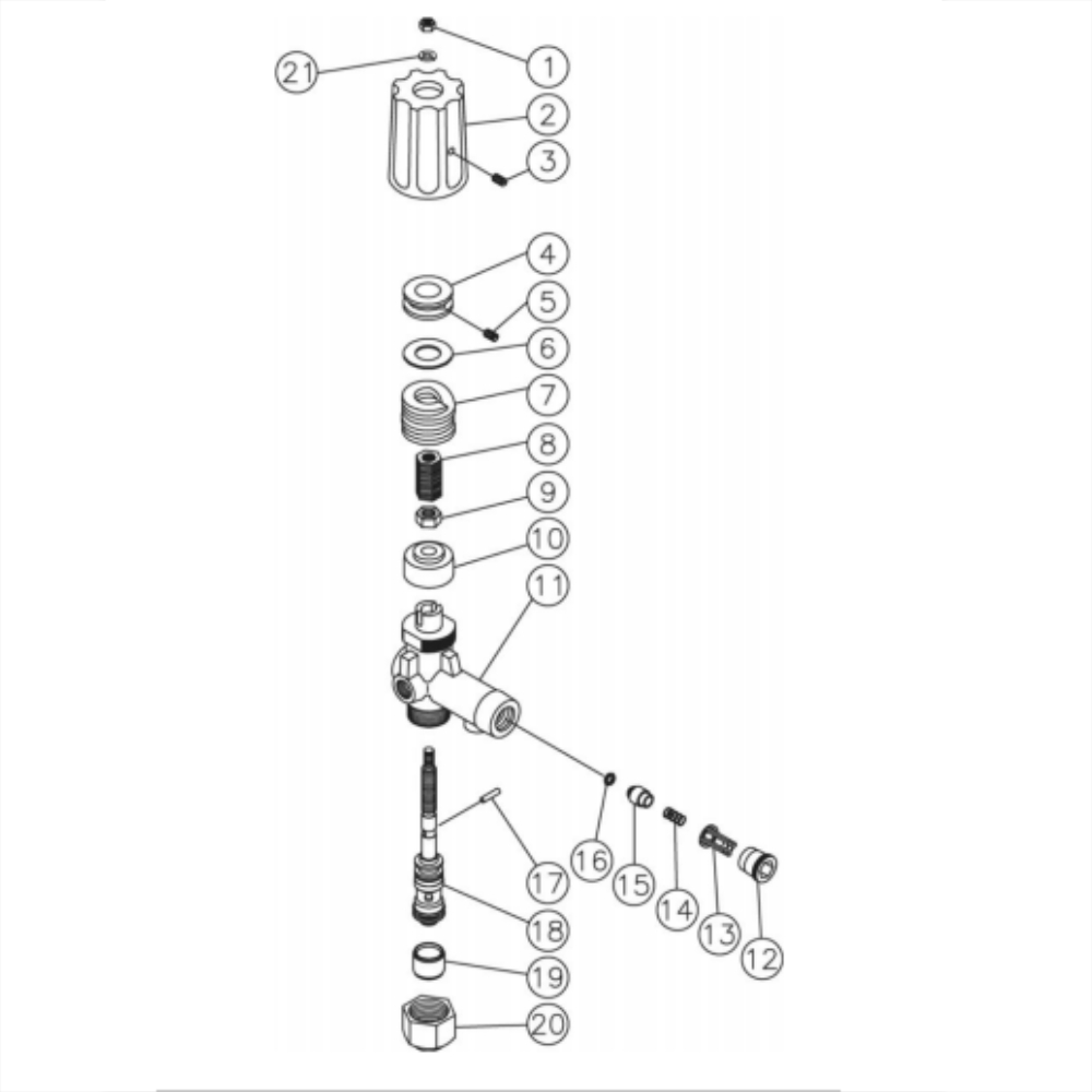 Unloader Diagram and Parts List for HS-3008-0MGH  Mi-T-M Pressure Washer