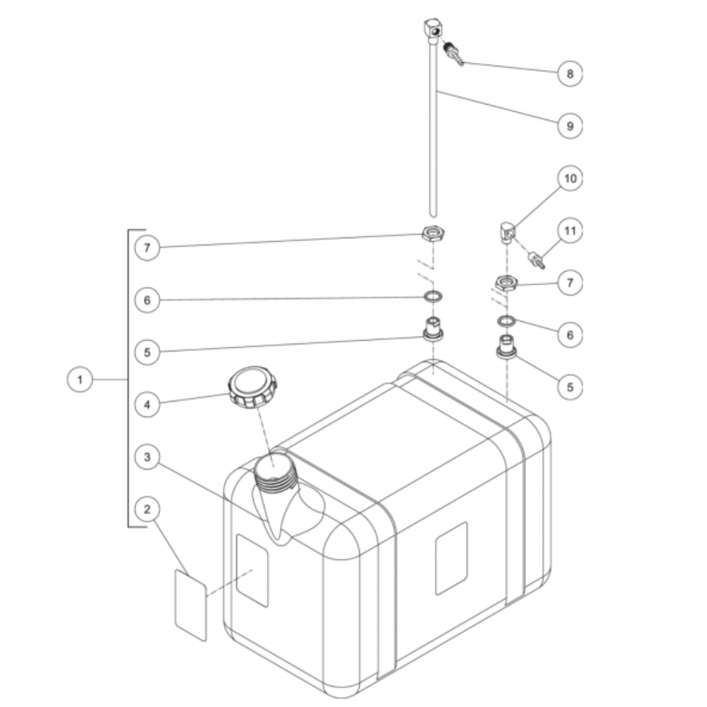 Diesel Fuel Tank Diagram and Parts List for HDS-3506-1H6G  Mi-T-M Pressure Washer