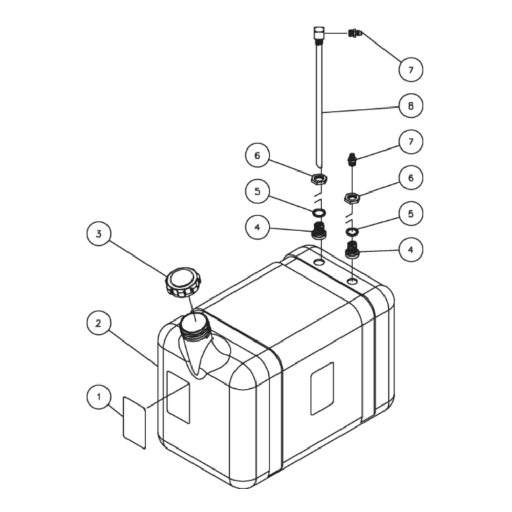Fuel Tank Diagram and Parts List for HHS-1003-2E1G  Mi-T-M Pressure Washer