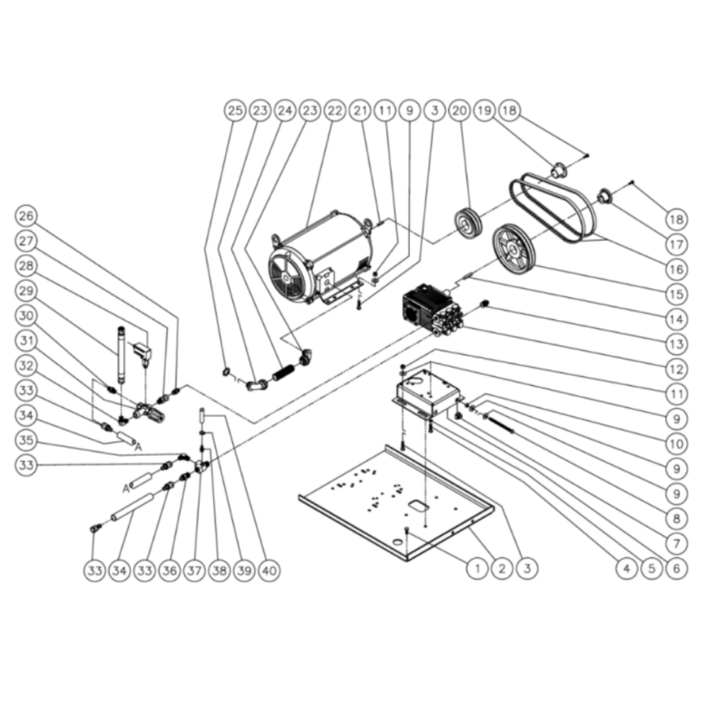 Motor/Pump Diagram and Parts List for HHS-3004-0E8A  Mi-T-M Pressure Washer